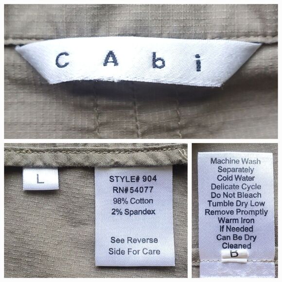 Cabi Double Breasted Utility Jacket Womens L Khaki Lightweight Pea Coat Military - Picture 3 of 9